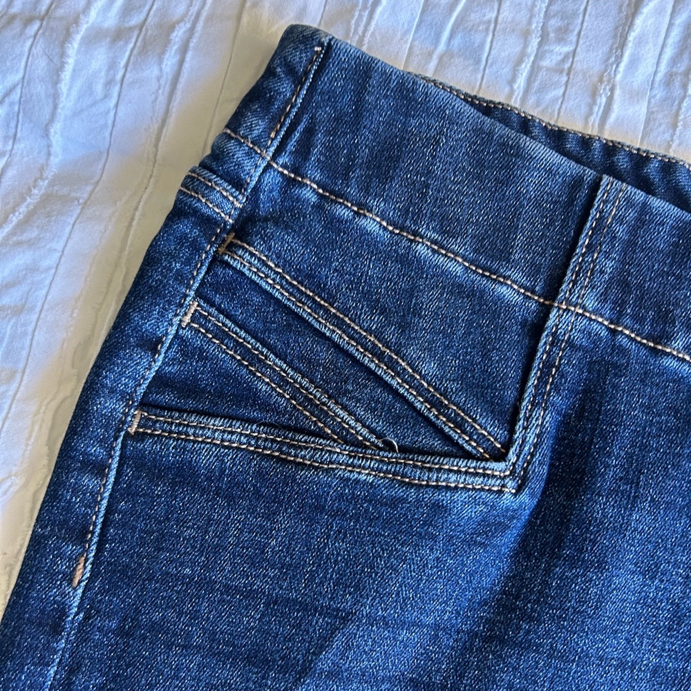 Liverpool Jeans Cat Eye Pull On Dark Wash Denim Skirt - Picture 2 of 4